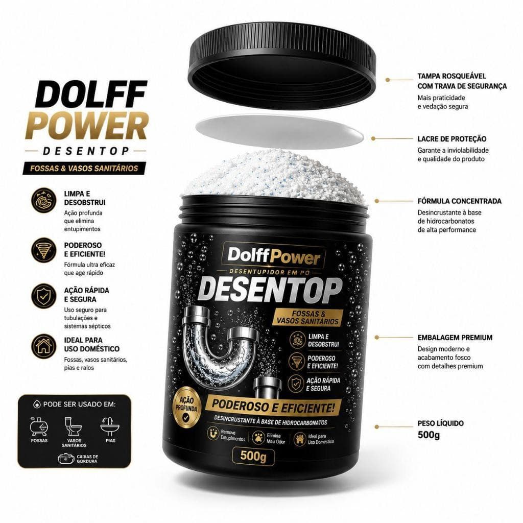 Desentupidor Power Solução Para Canos Pias Privadas Entupidas- DolffPower