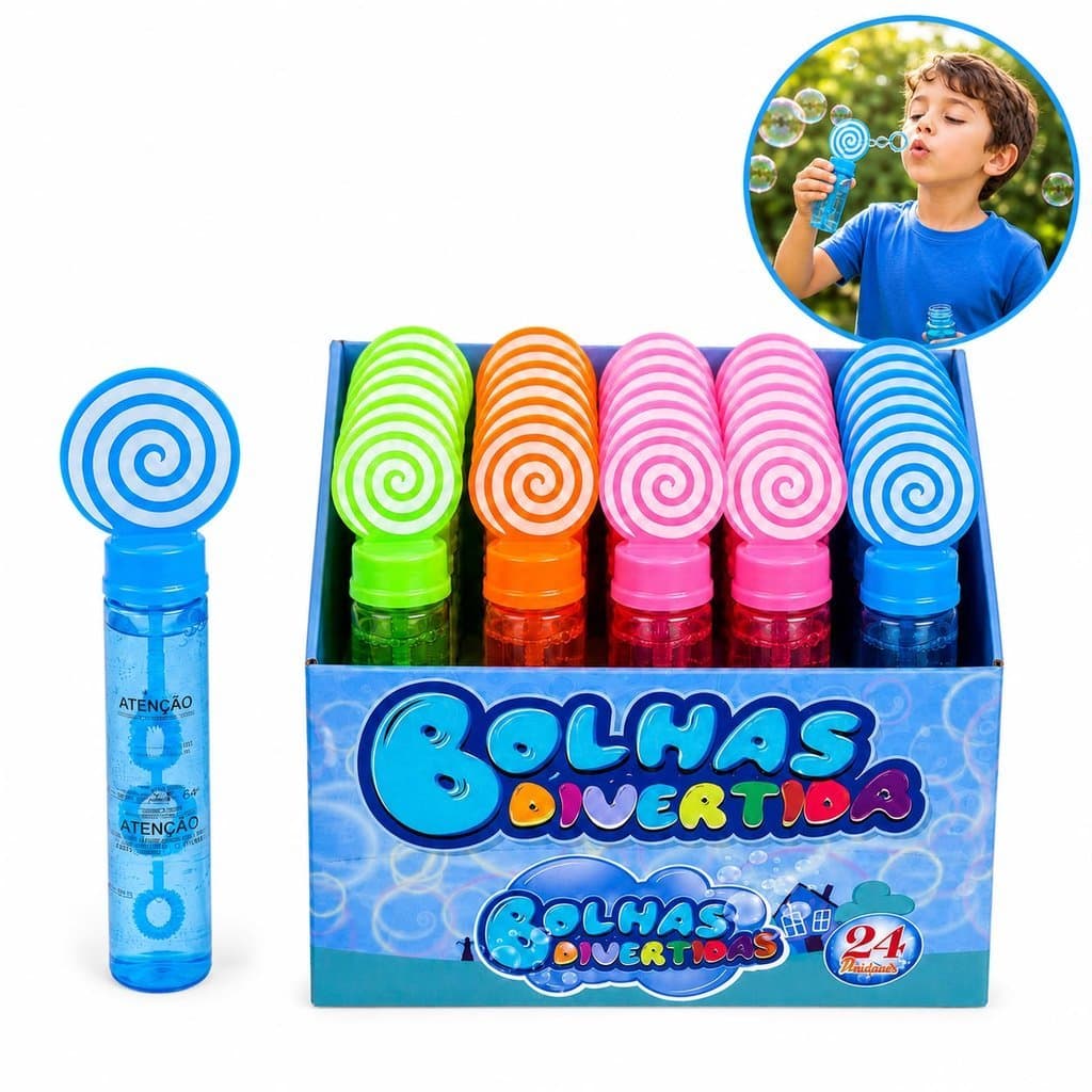 Kit 24 Tubos Lança Bolha De Sabão Colorido Lembrancinha Festa Infantil Aniversário Prenda