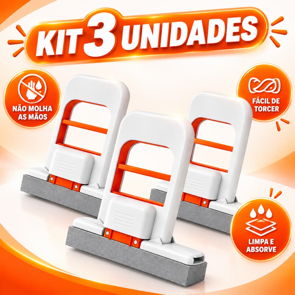 Kit 3 Mini Mop de Pia Portátil com Esponja Absorvente Auto Torção – Rodo Dobrável Multiuso para Bancada, Cozinha, Banhei