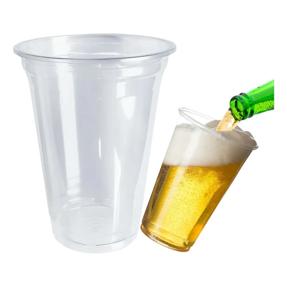 2x Copo Descartável Plástico 500ml Cerveja 100un