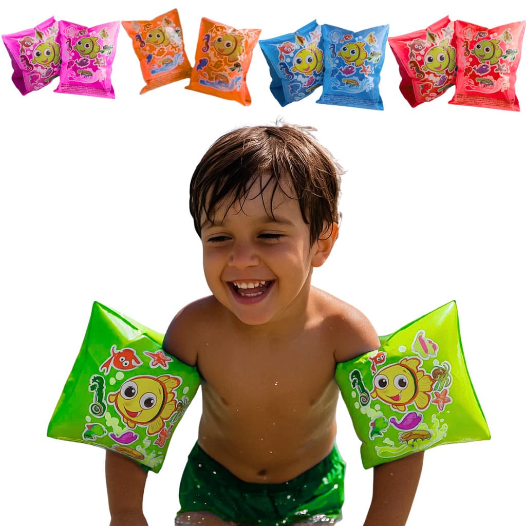 Boia Infantil de Braço – Flutuadores Infláveis, Dupla Câmara, Válvulas Antirretorno, Uso Praia/Piscina