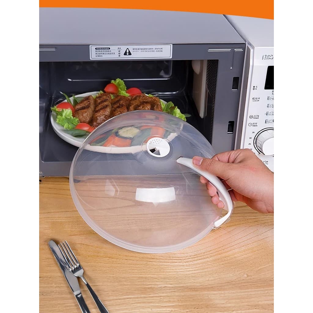 Tampa De Microondas Para Alimentos Diâmetro 9x25,5cm Com Válvula e Alça De Plastico