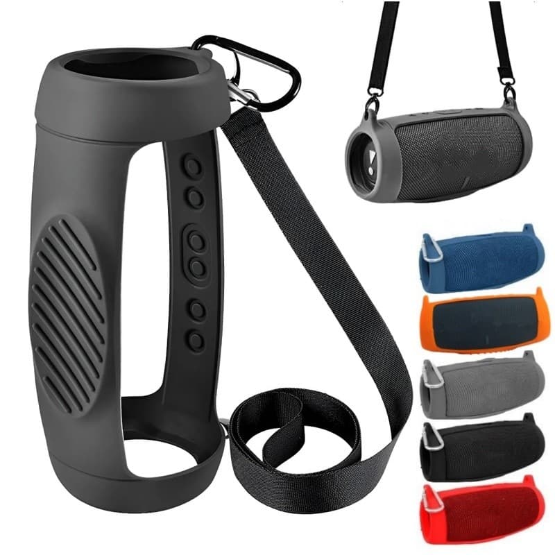 Capa De Silicone Para Caixa Som Charge 5 à prova d'água resistente a impactos portátil com alça de ombro e mosquetão