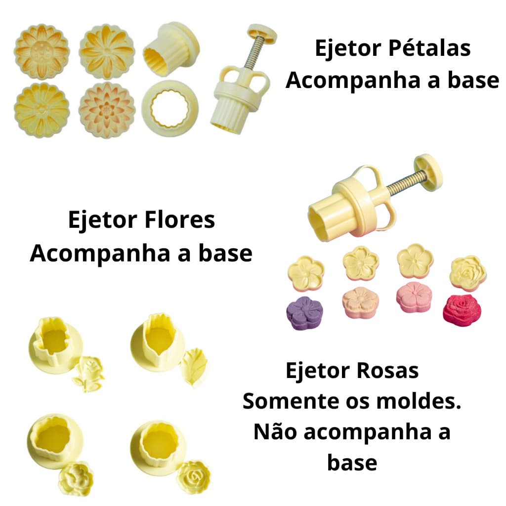 KIT EJETOR MAX FLORES PARA MODELAR MASSAS DOCES E BRIGADEIROS ATÉ 25G - BLUE STAR