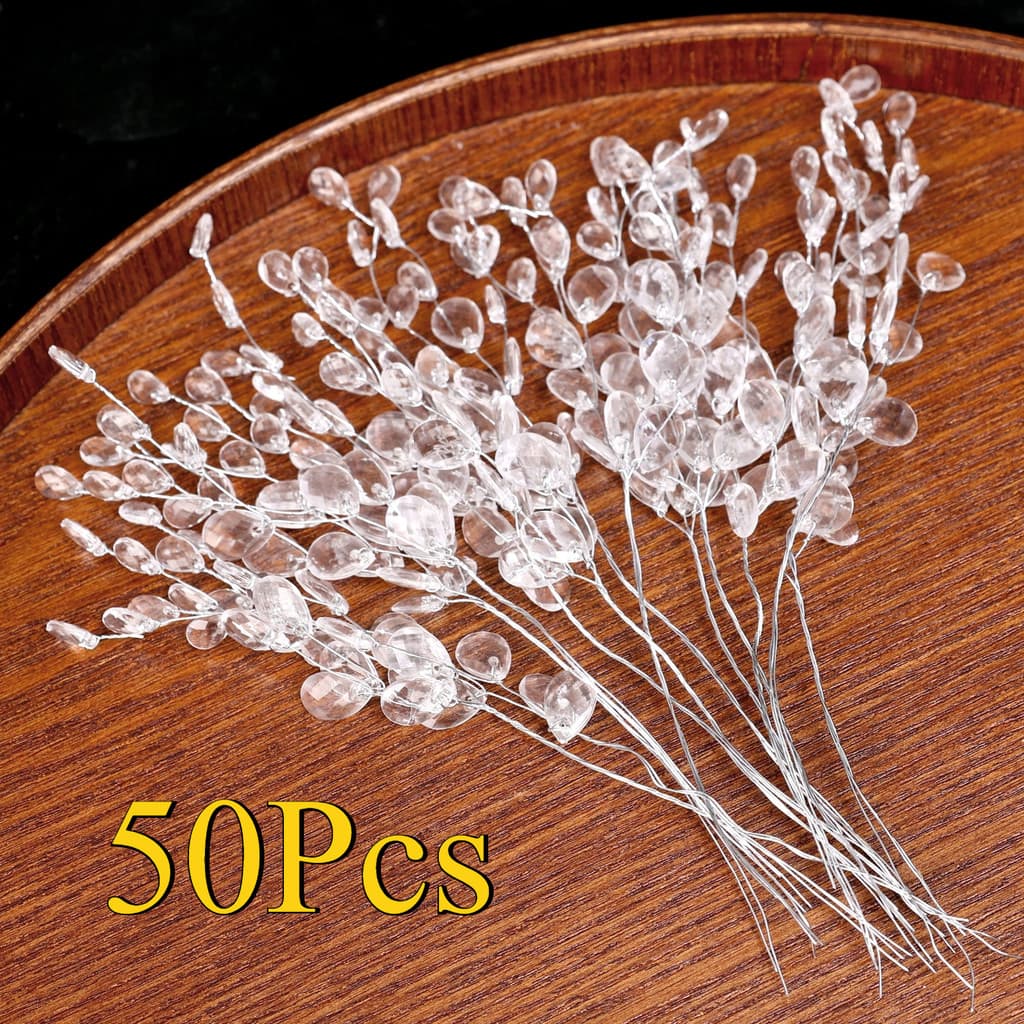 Ramo De Contas De Cristal Acrílico Flor Artificial Para Par De Cabelo Artesanato DIY Buquês De Cocar De Noiva Acessório