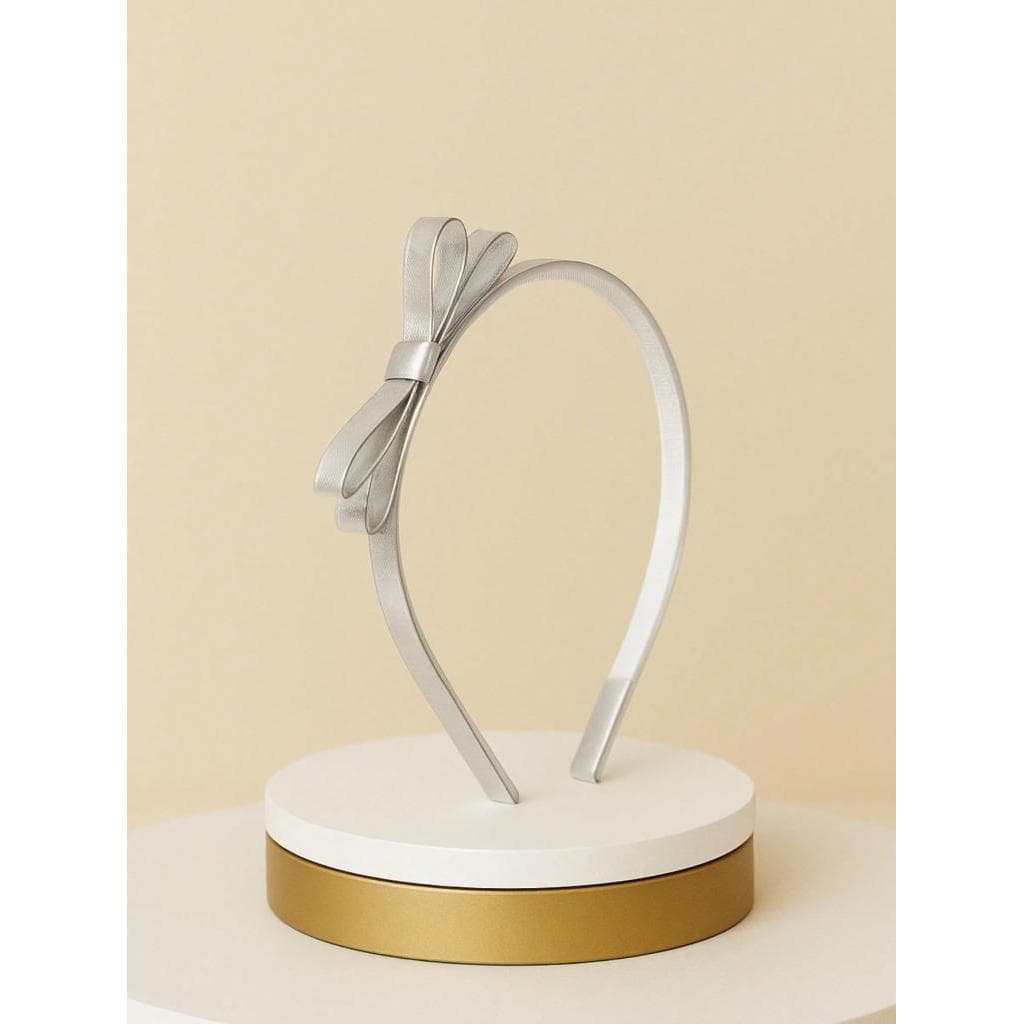 Laço Tiara Infantil Prata e Dourado com Dentinho - Ideal para Uso Ano Novo