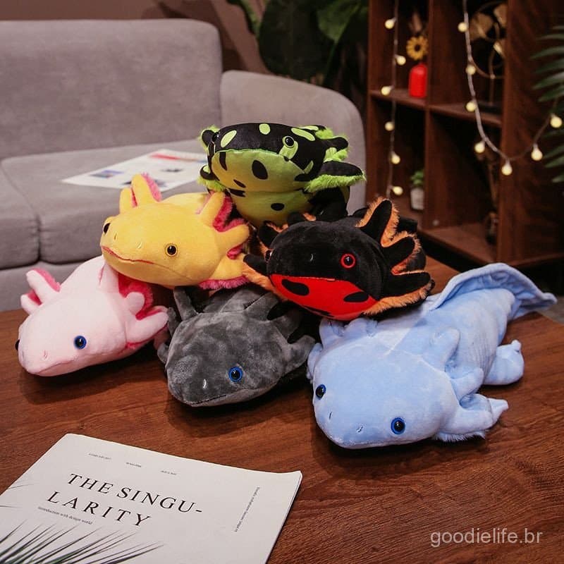Salamandra De 45cm Axolote Doll Simulation Brinquedo Hexagonal Dinossauro Baby Girl Boneca De Pelúcia Para Crianças Simu