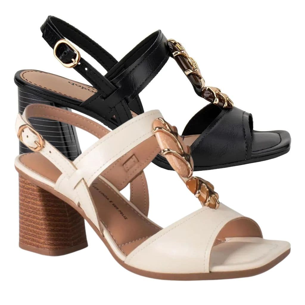 Sandália Feminina Dakota Salto Bloco Moderna E Confortável Y9762 Pedras Original Dakota