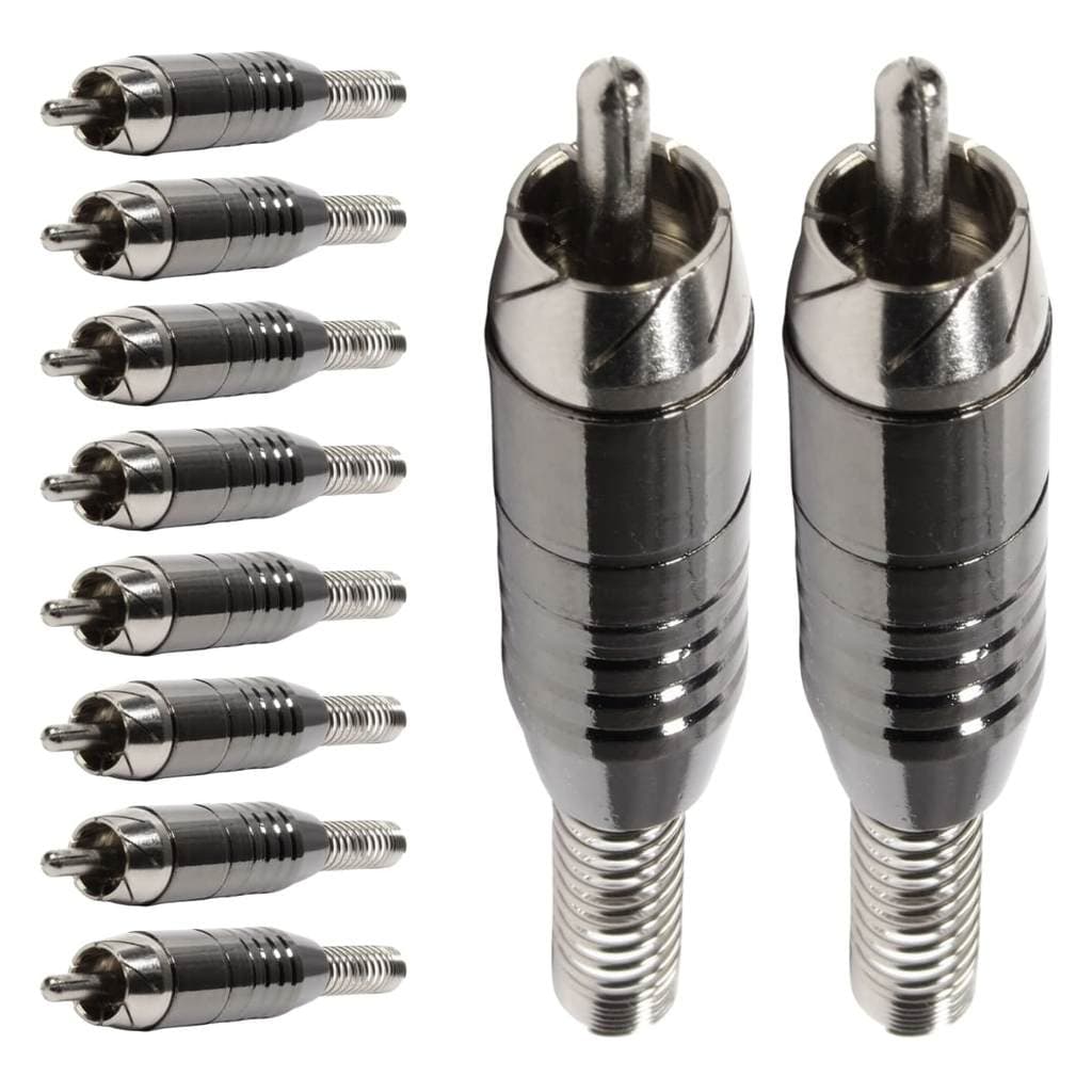 Conector Linha Rca Macho Niquel Preto Com Mola Storm 10 Unidades