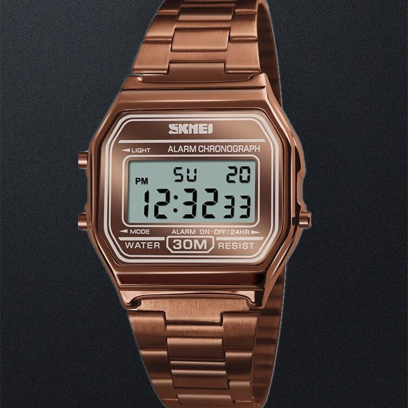 Momento beleza quadrado dourado moda legal multifuncional relógio eletrônico masculino estudante à prova dwaterproof águ