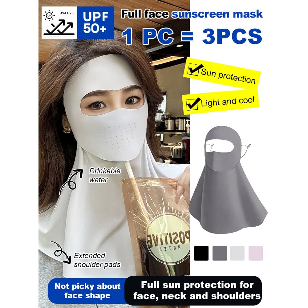 Máscara de proteção facial completa para ciclistas, verão, com proteção UV e protetor de pescoço.