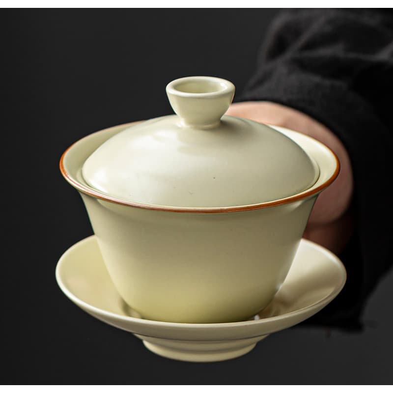 Ru forno Sancai Gaiwan xícara de chá único Kung Fu conjunto de chá doméstico escritório xícara de chá com tampa torradas
