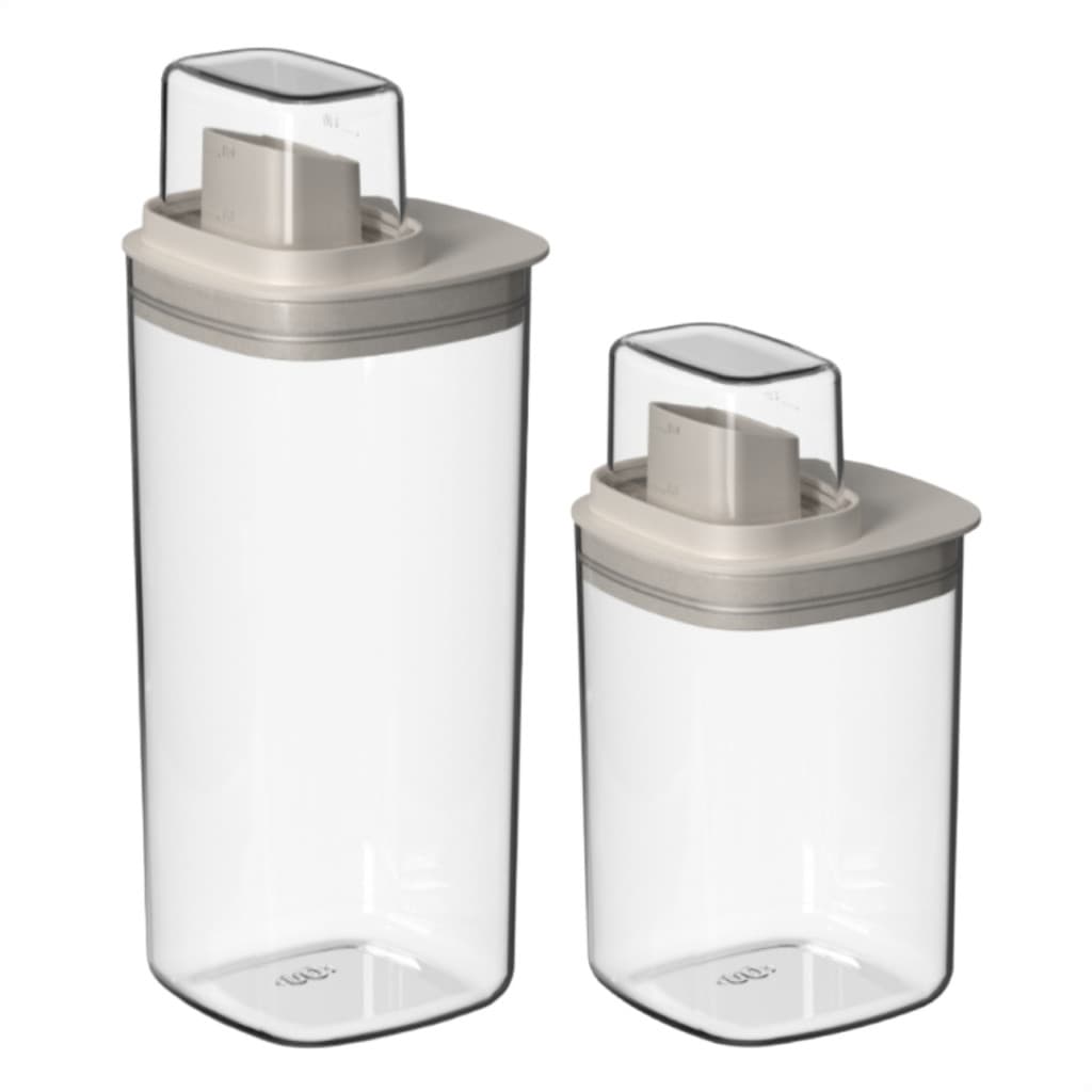 Kit 2 Peças Dispenser 1,5L e 1L Quadrado com Medidor Linha Flow Ou