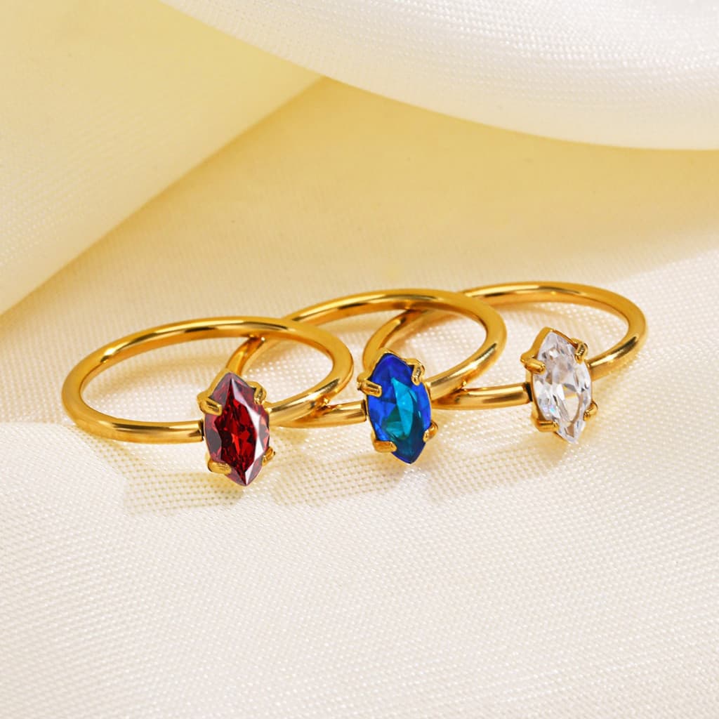 Anel de diamante colorido em aço titânio de luxo leve HT, adequado para mulheres, pequeno e elegante, joia da moda, cor