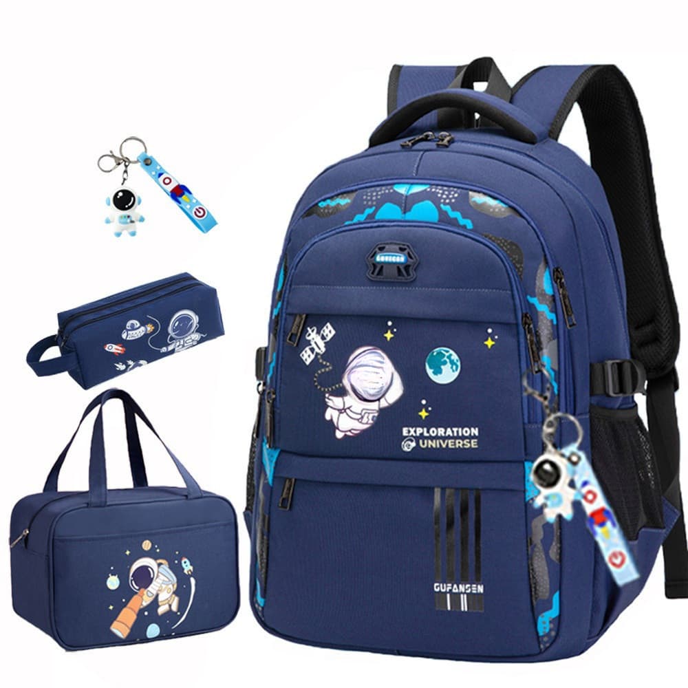 Kit Mochila Infantil Astronauta com Estojo - Conjunto 4 Peças para Meninos e Meninas - Volta às Aulas Completo