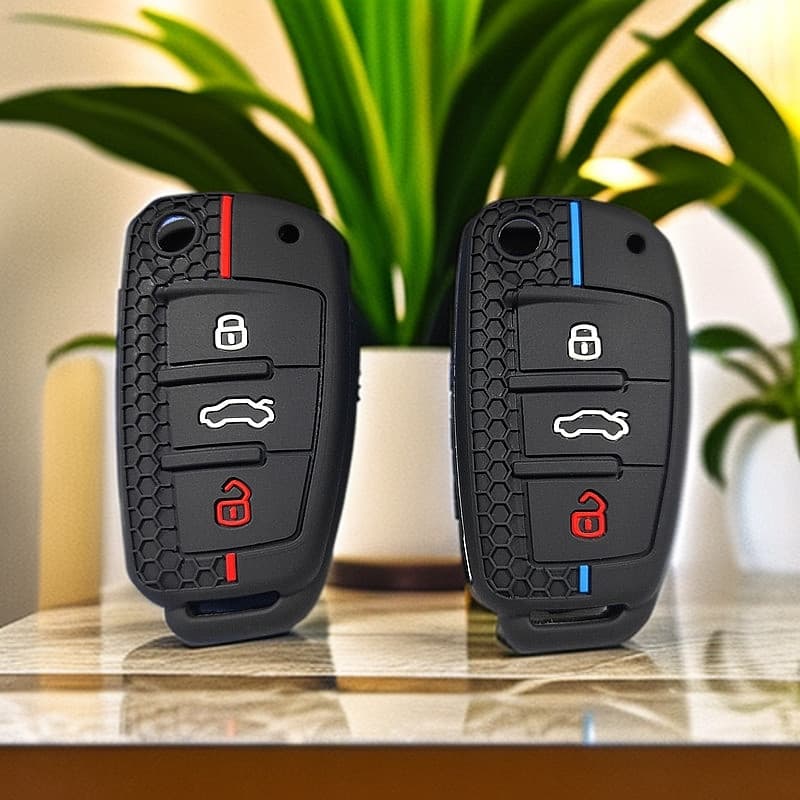 Adequado para Audi a4l caso chave a3 Silicone q5l favo de mel padrão a6 High-End q3 resistente a choques controle remoto