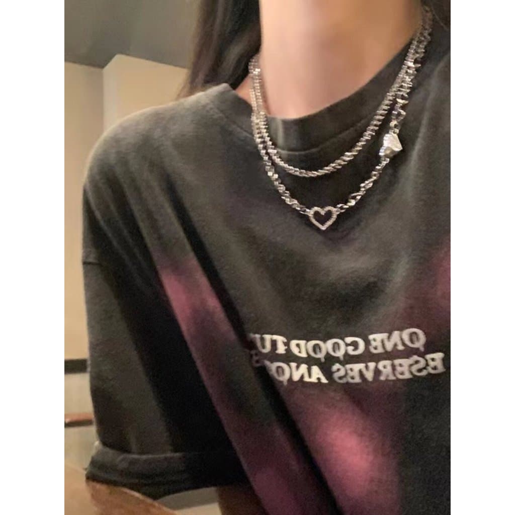 colar femenino colar Colar feminino na moda legal quente menina conjunto corrente colar dupla camada empilhamento clavíc