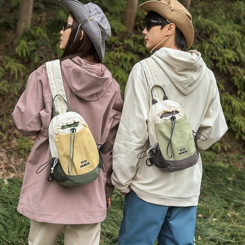 Doudou Mountain Contraste Cor Peito Bolsa Homens Mulheres Esportes Ao Ar Livre Mini Bolsa Mensageiro Leve