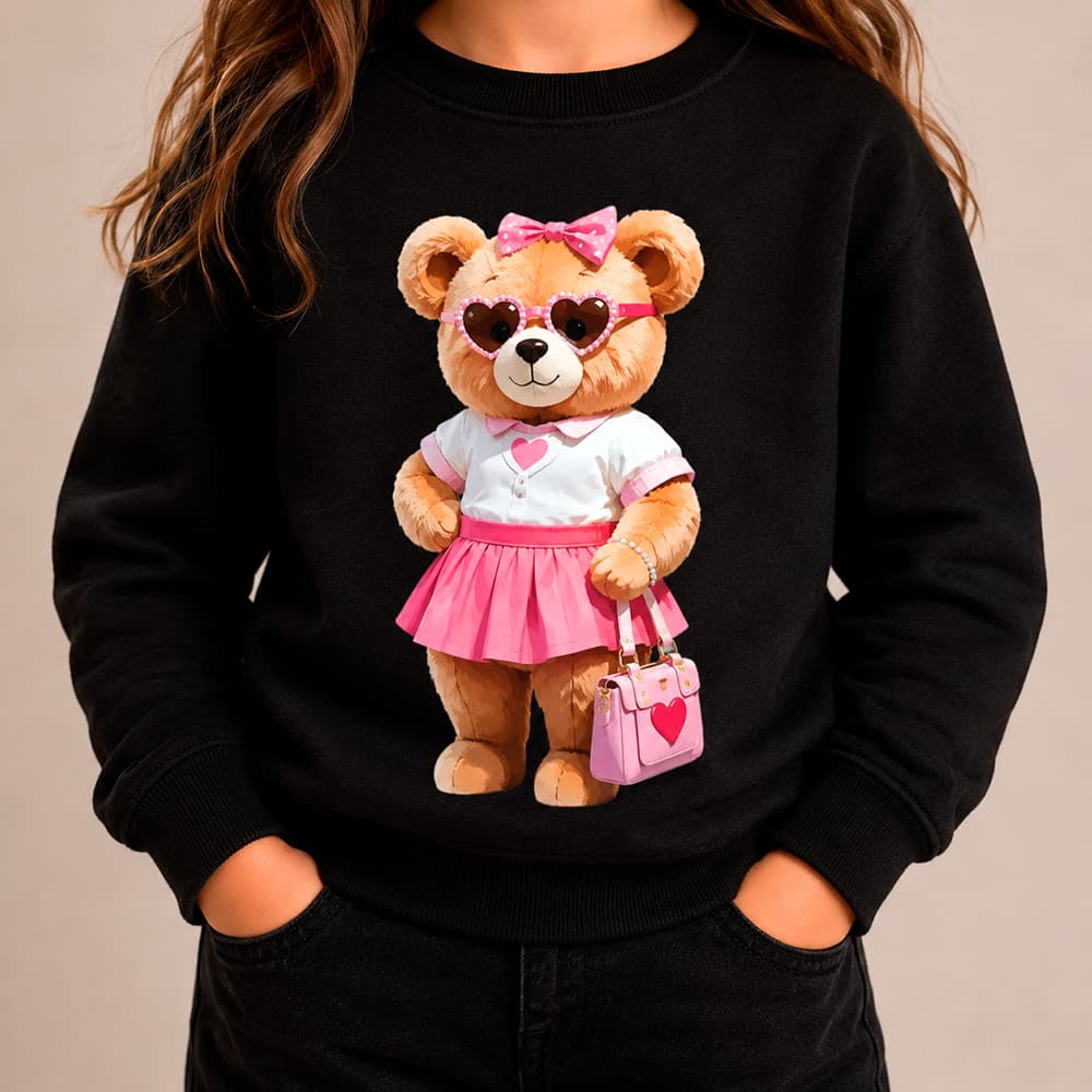Moletom Infantil Urso Estampado Moletom Infantil Manga Longa Infantil Moletom Gola Careca kids