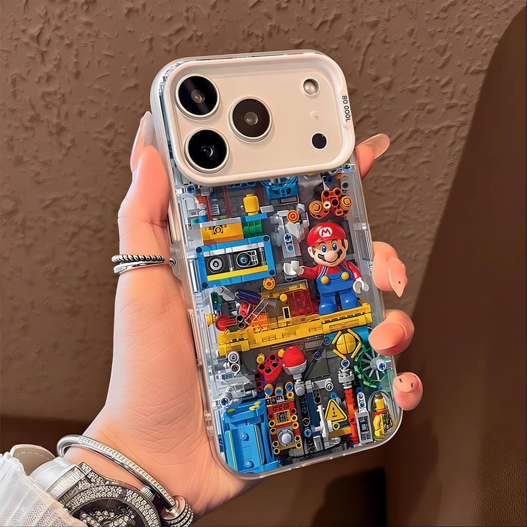 Capinha para iPhone 17/16/15/14/13/12 Pro Max Capa Super Mario LEGO Resistente Anti-Arranhões Proteção Total