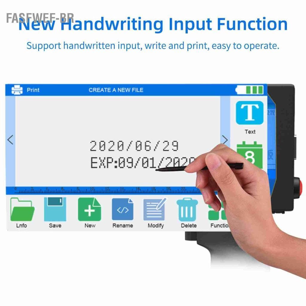 Fasfwef-br Impressora portátil de código de alta definição a jato de tinta portátil com tela sensível ao toque LED de
