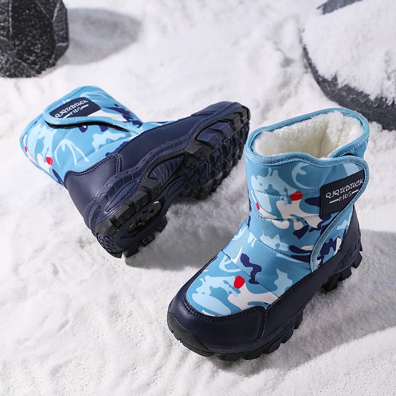Crianças botas de neve meninos inverno velo meados de tubo botas meninas médio grande crianças pele integrada botas de n