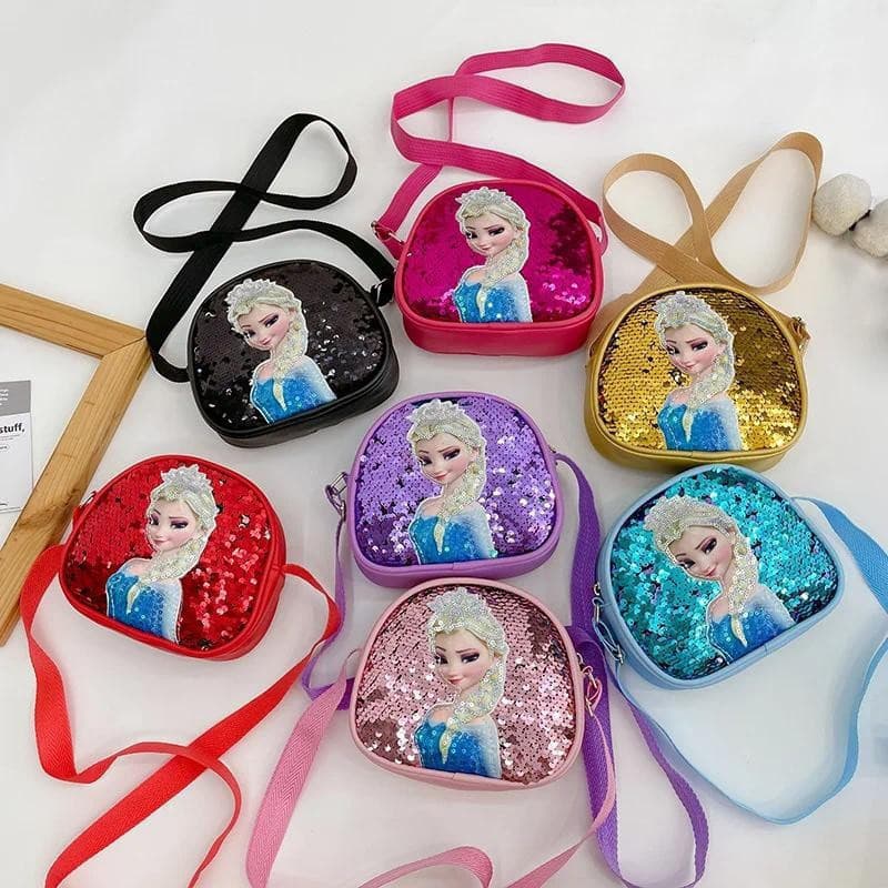 Disney Frozen Anna Elsa Bolsa Infantil Princesa Meninas Lantejoulas De Ombro Mensageiro Mini Moedas