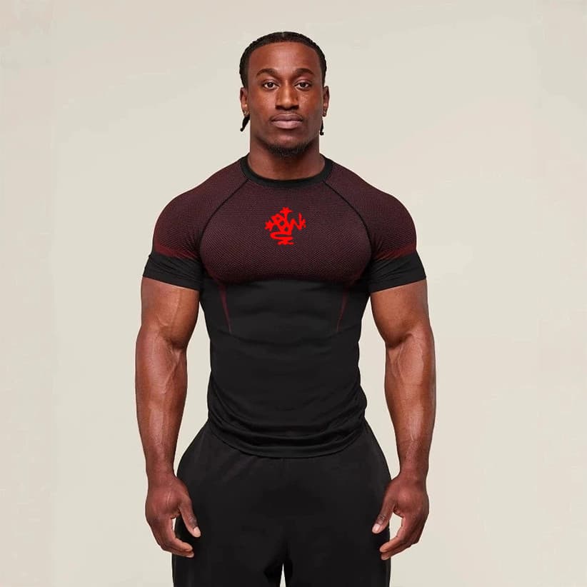 Camisa Masculina De Compressão De Manga Curta Para Academia , Secagem Rápida , Respirável , Atlética , Treino , Esportes