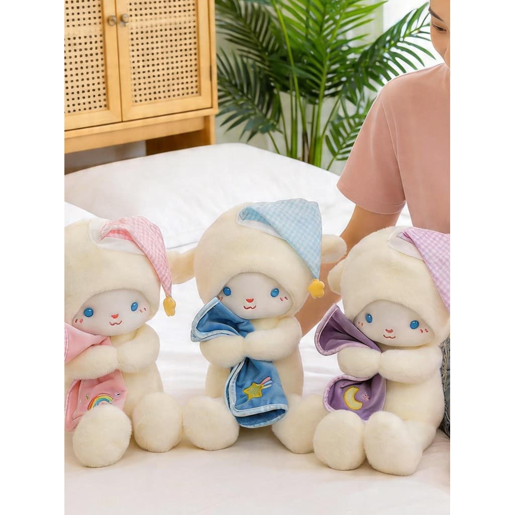 Bonito cobertor calmante pequena lã brinquedo de pelúcia boneca cura estilo feminino Ragdoll boneca presente aniversário