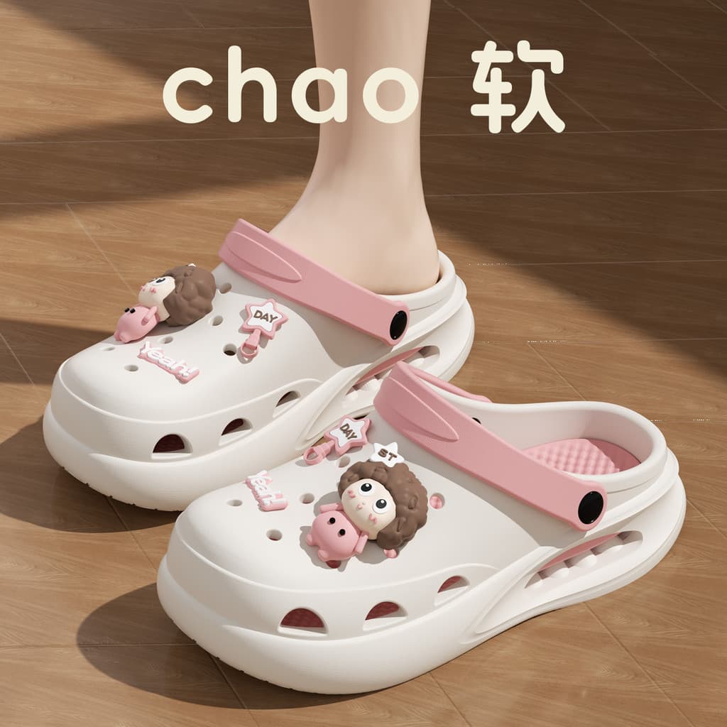 Pisando na merda dos desenhos animados buraco sapatos femininos 2026 verão novo estilo antiderrapante respirável anti-an