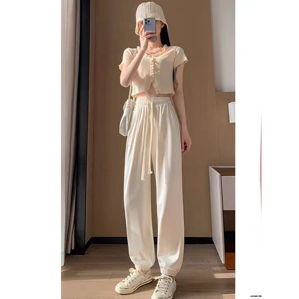 Desconto de coleta de vazamento feminino branco gelo seda sweatpants feminino solto Leggings Anti-Mosquito Bloomers Casu