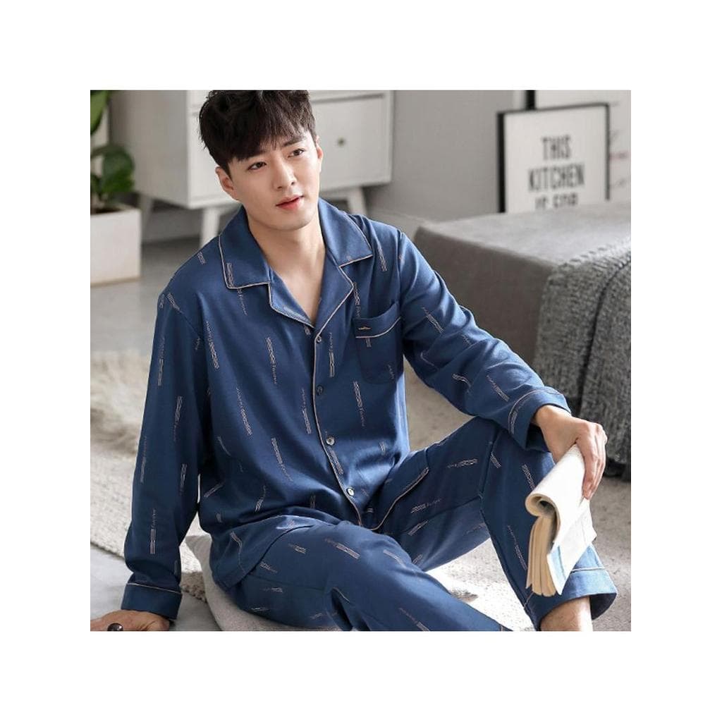 Pijamas masculinos 100% algodão primavera outono meia-idade engrossado Plus Size solto terno de meia-idade idoso pai cas