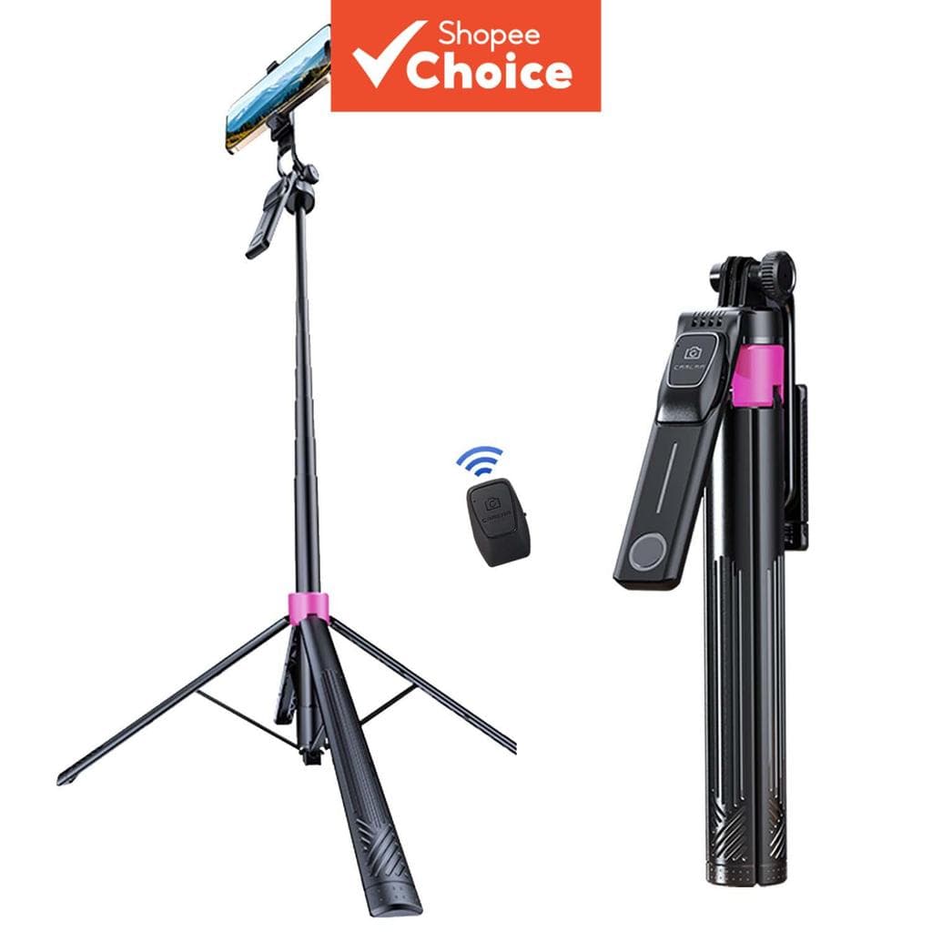 Bastão de selfie portátil 3 em 1 com tripé, controle remoto sem fio removível e suporte giratório 360° para viagens,