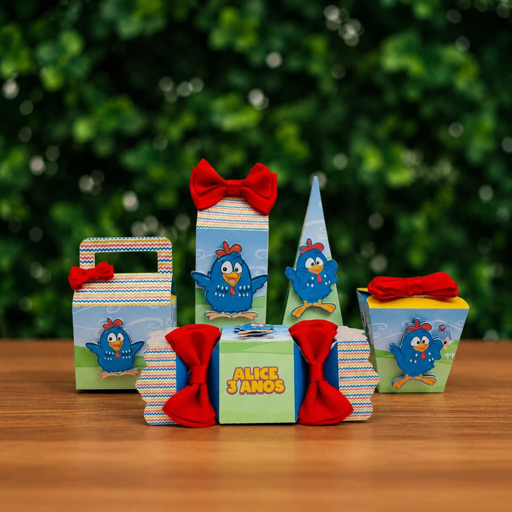 Kit Festa Galinha Pintadinha Personalizado | Lembrancinha de Festa Personalizada + BRINDE / Kit Caixa
