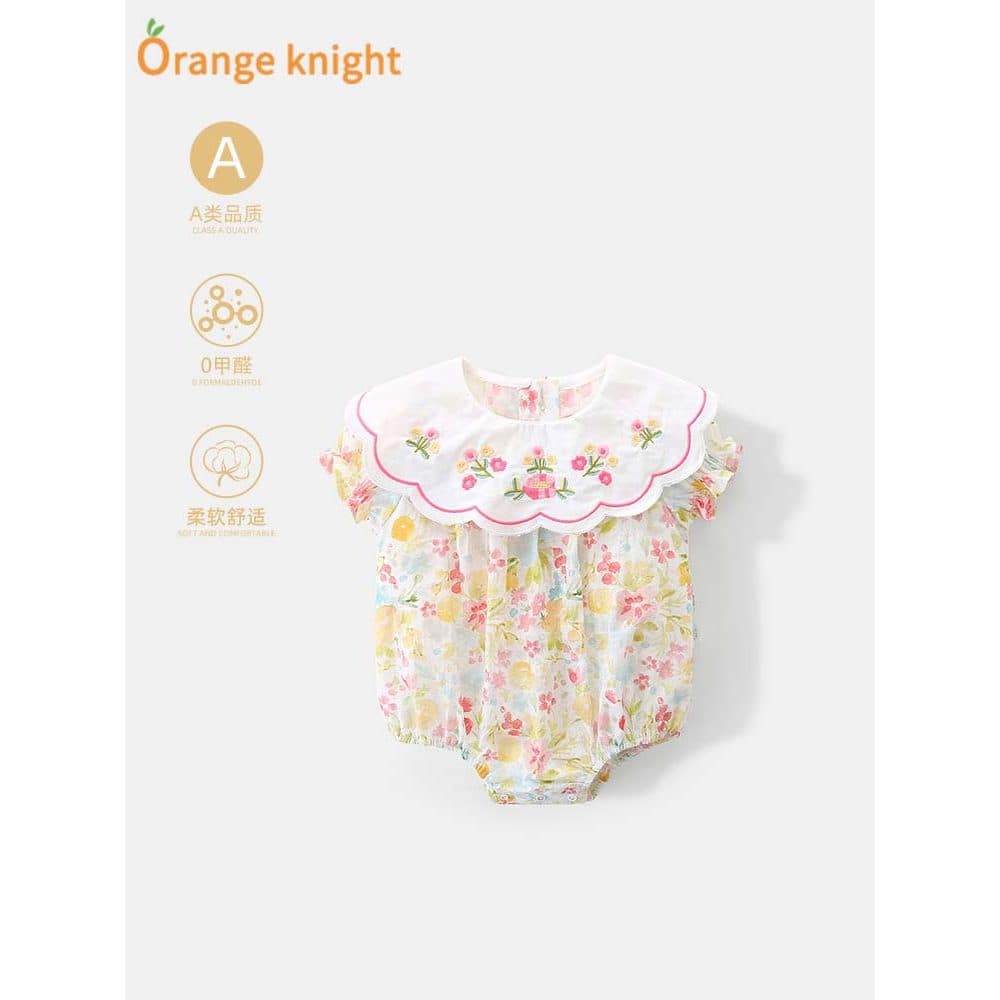 Bebê verão macacão estilo Pastoral bebê menina Floral triângulo bebê macacão ins Han fã classe a puro algodão macacão fi