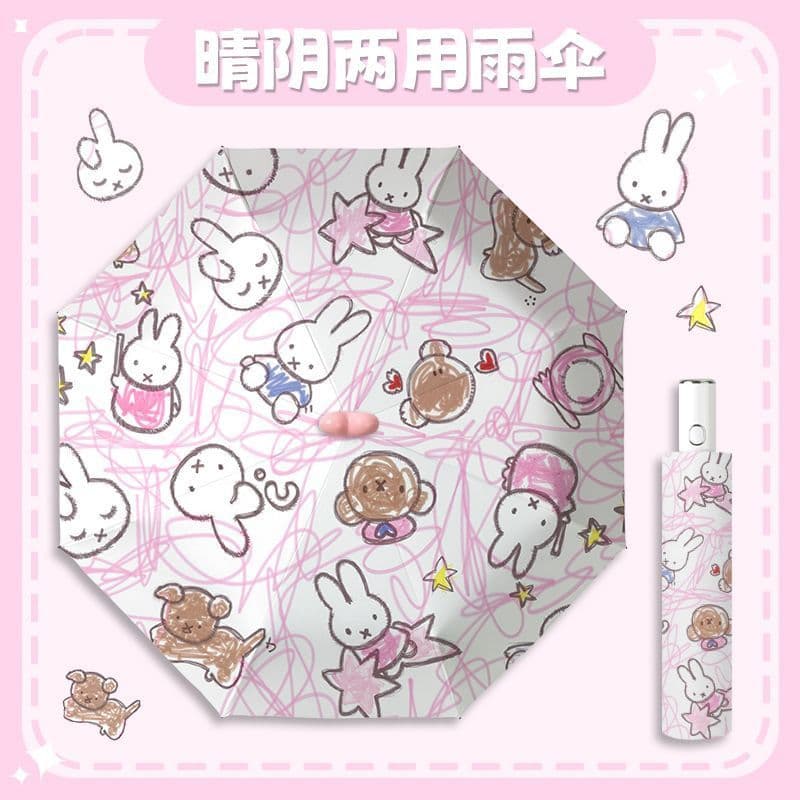 Miffy Rabbit Guarda-sol totalmente automático de segurança Anti-rebote Guarda-sol de dupla utilização Guarda-sol feminin