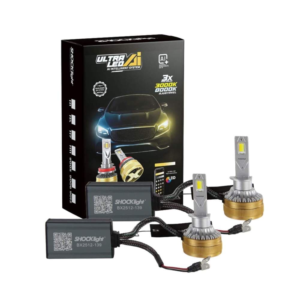 Par de Lâmpadas Ultraled A.I. H1 3000K~8000K 5000LM 12V Shocklight - SLL-H1-AI