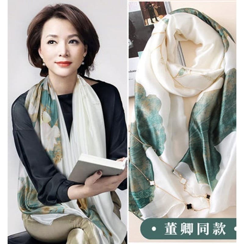 Hangzhou lenço de seda feminino All-Match outono inverno estilo moda pára-sol estrela cachecol longo xale grande gaze fi