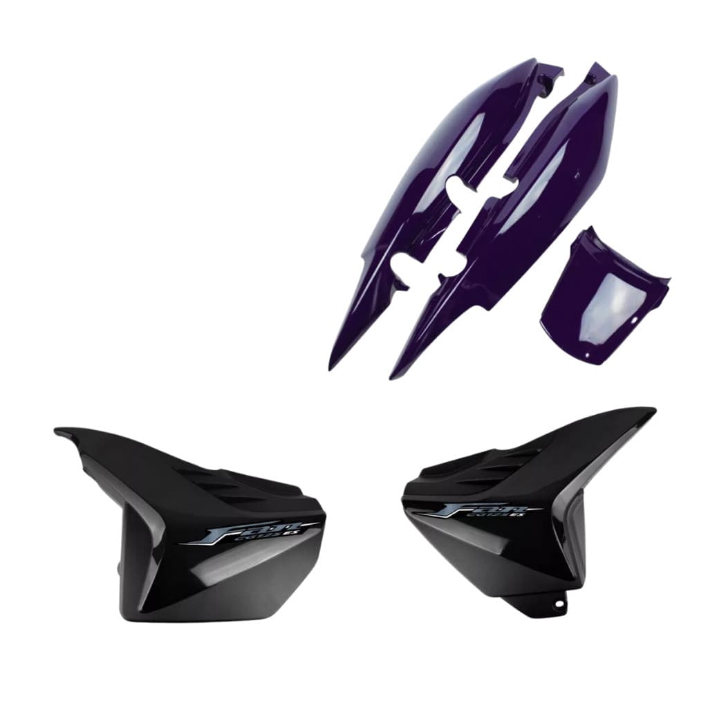Carenagem Tampa Lateral + Rabeta + Adesivos Fan 125 Roxo 2011 2012 ES KS Com Brilho
