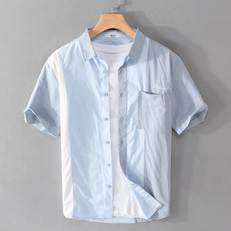 Renben nicho bonito camisa Casual masculina de manga curta verão Popular juventude respirável pequeno fresco fino camisa