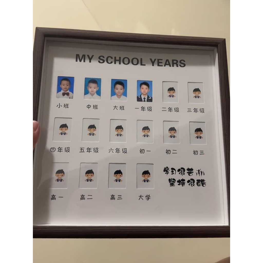 Crianças ID foto crescimento moldura Campus tempo pequena classe para universidade registro de crescimento do bebê comem