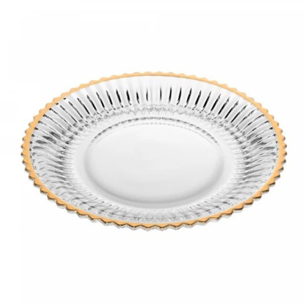 Prato para Sobremesa com Fio de Ouro Império 20cm Cristal