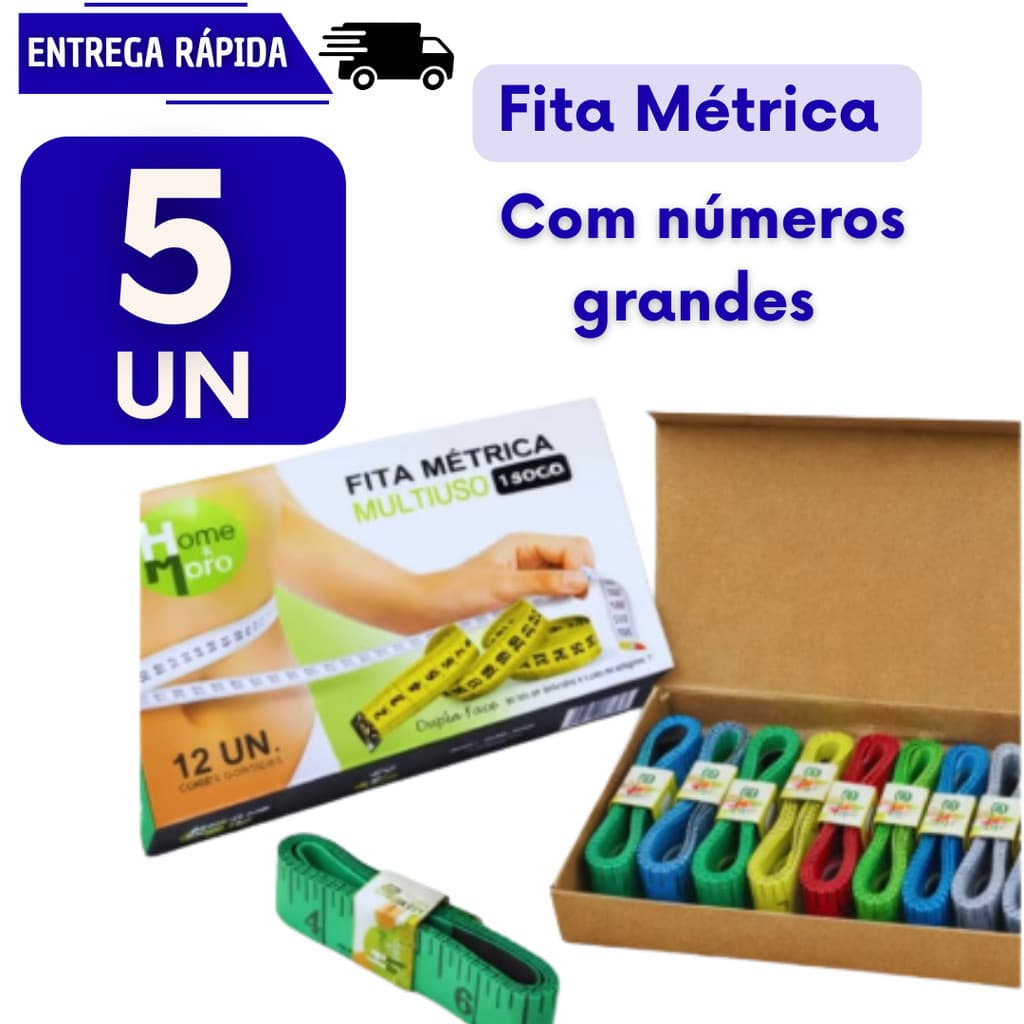 Conjunto 5 Fita Metrica 150cm Corporal Costureira Costura Fitness Medição Corpo Flexível Fitas Trenas Metricas Corpo