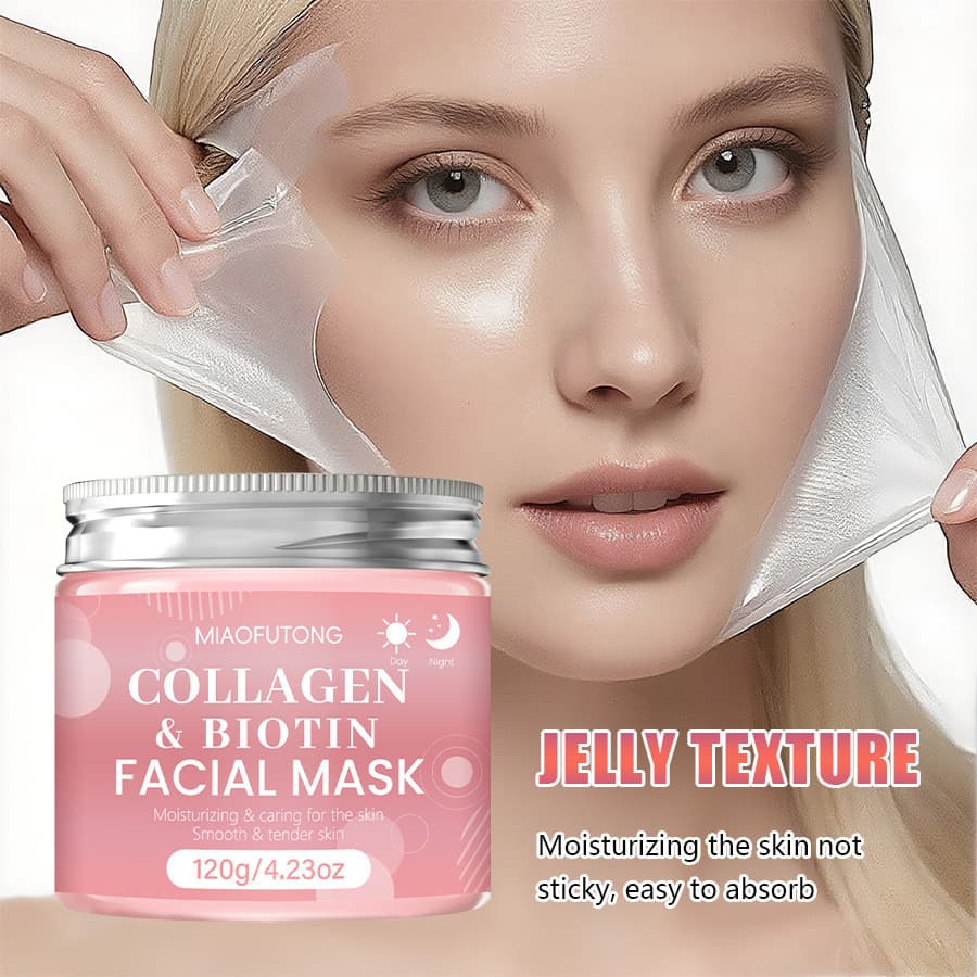 Máscara Peel-Off de Colágeno e Biotina Hidrata, Rejuvenesce a Pele e Ilumina o Tom da Pele.