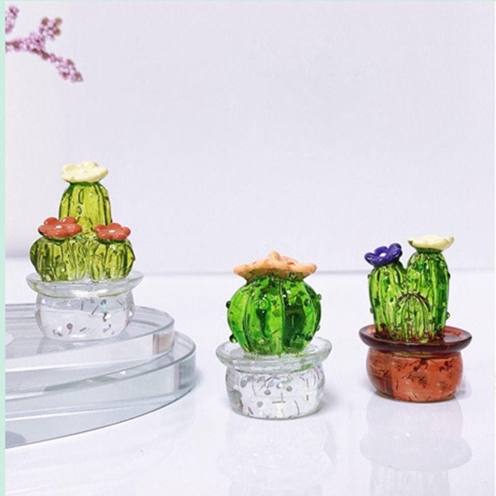 Escultura De Cacto , Planta De Simulação Artesanal Fácil De Usar , 1 Peça , Enfeites De Mesa De Resina Que Não