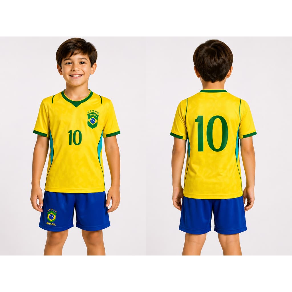 Camisa Infantil Juvenil do Brasil Amarela Copa Nova do Unissex 06 ao 16