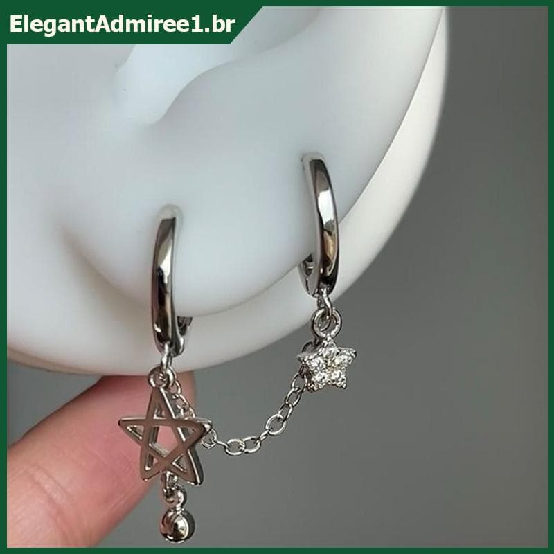 ELEGA Star Chain Double Ear Hole Bone Nail Y2K Brincos Para Mulheres Joias