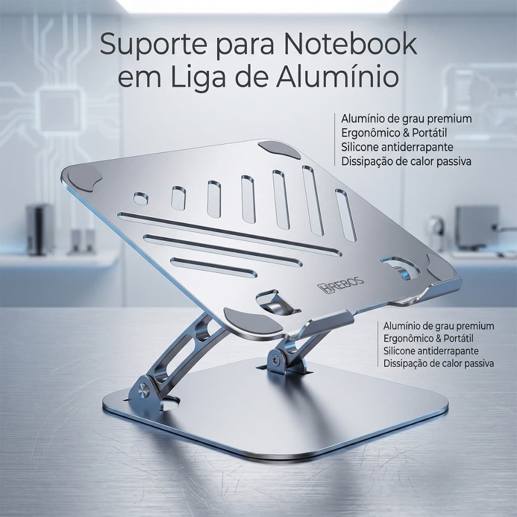 Base elevadora de mesa compatível notebooks de 13, 15 e 17 polegadas uso diário