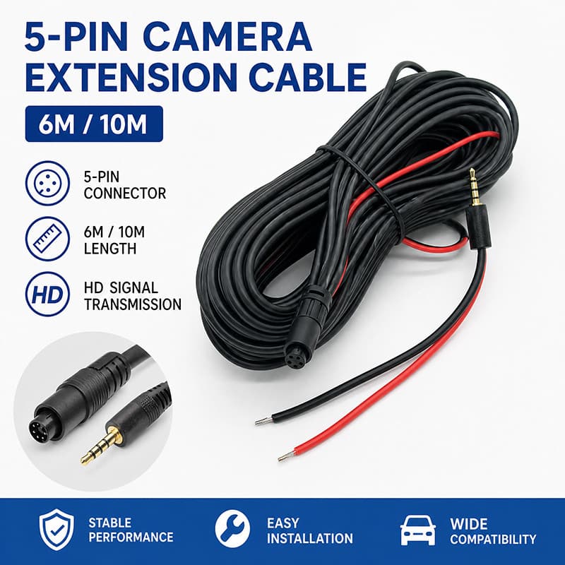 5 Pinos 6M 10M HD 480P Linha De Extensão De Vigilância Por Vídeo Do Carro Câmera À Prova Dwaterproof Água Protetor Solar