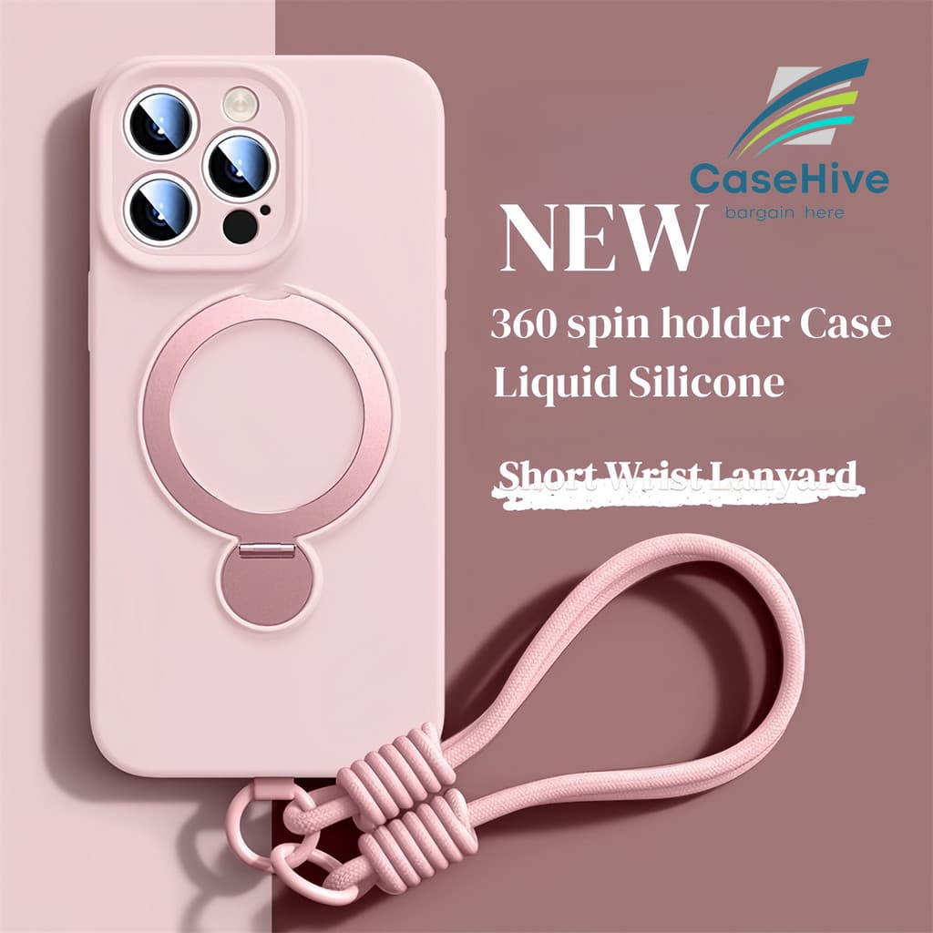 Luxo Magnético Com Cordões Capa De Telefone De Silicone Para iPhone 17 16 15 14 13 Pro Max Suporte Giratório De Pulseira